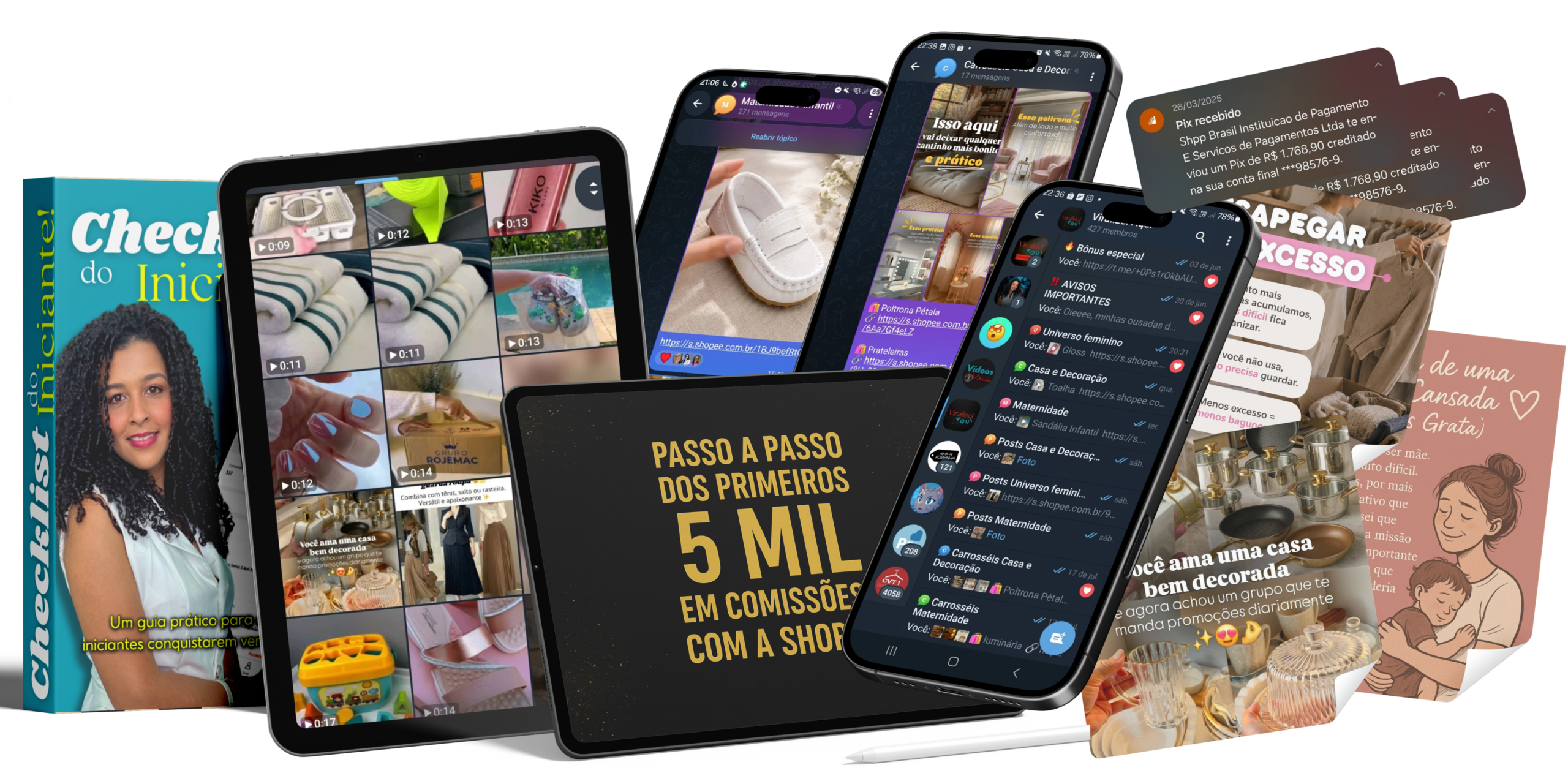 Mockup com tudo que você recebe no Viralizei