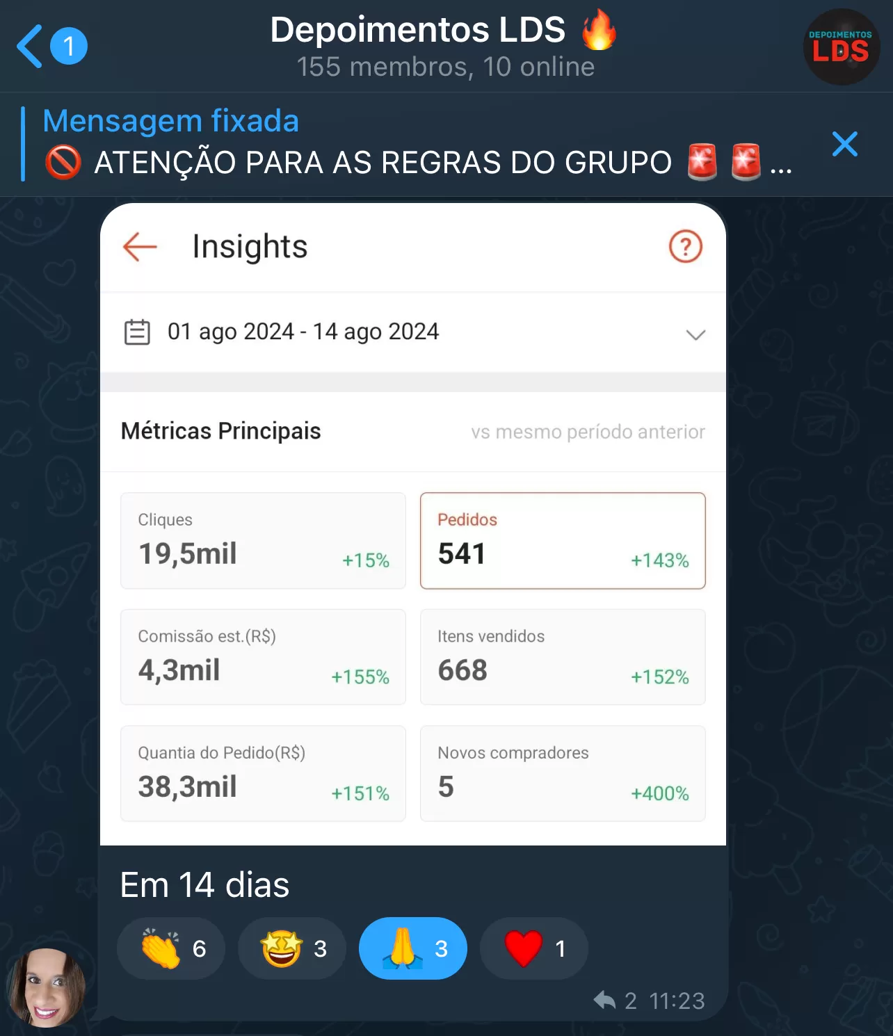 Print de resultado de aluna do LDS