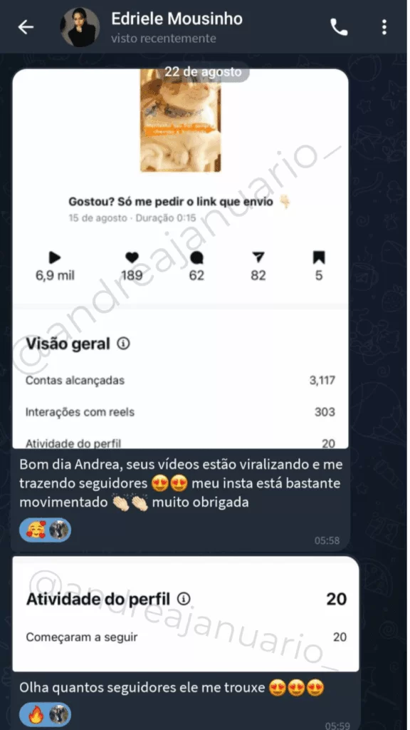 Resultado real de aluna