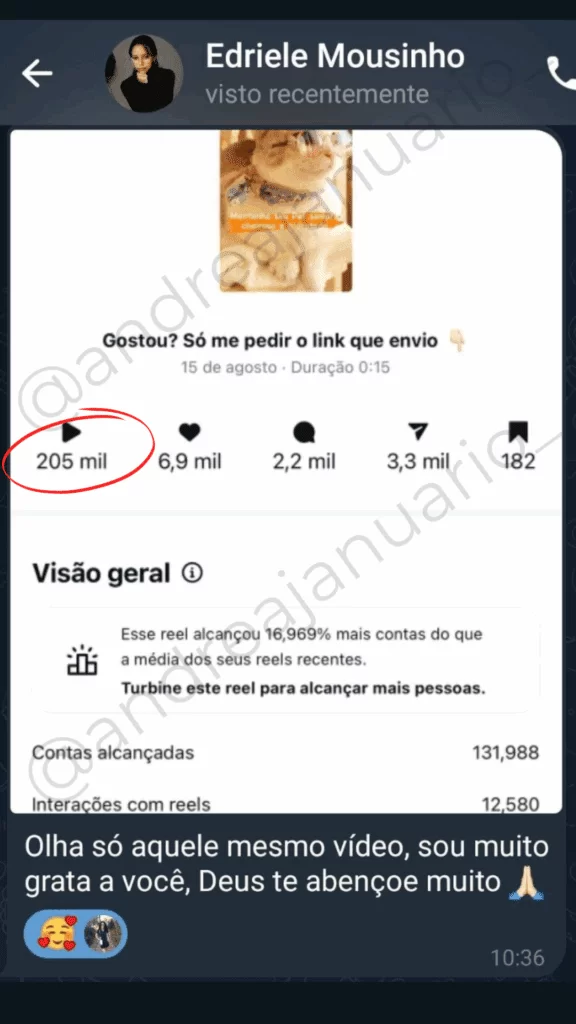 Resultado real de aluna