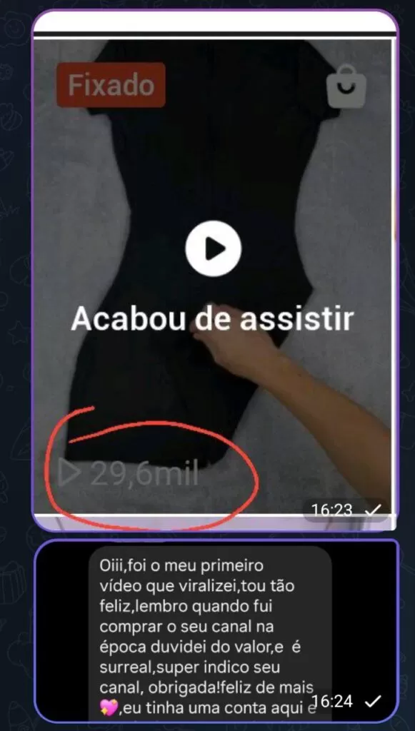 Resultado real de aluna