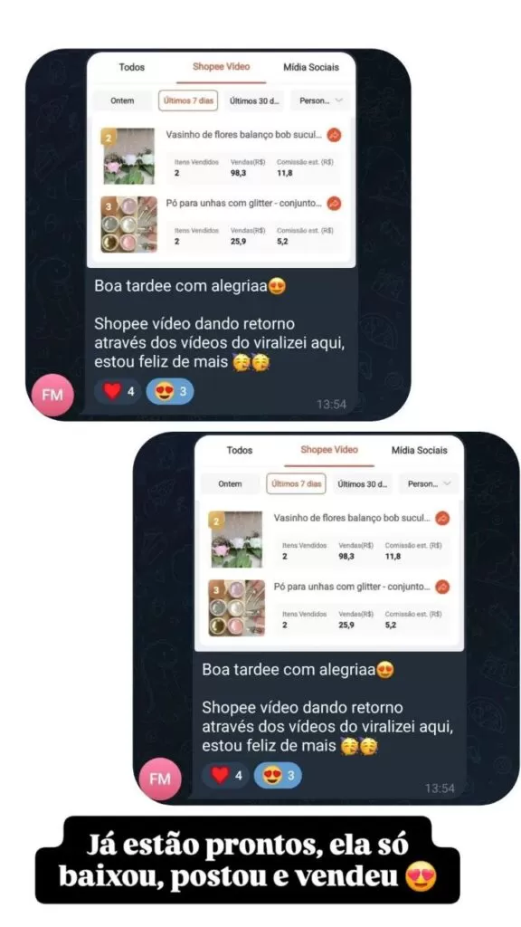 Resultado real de aluna