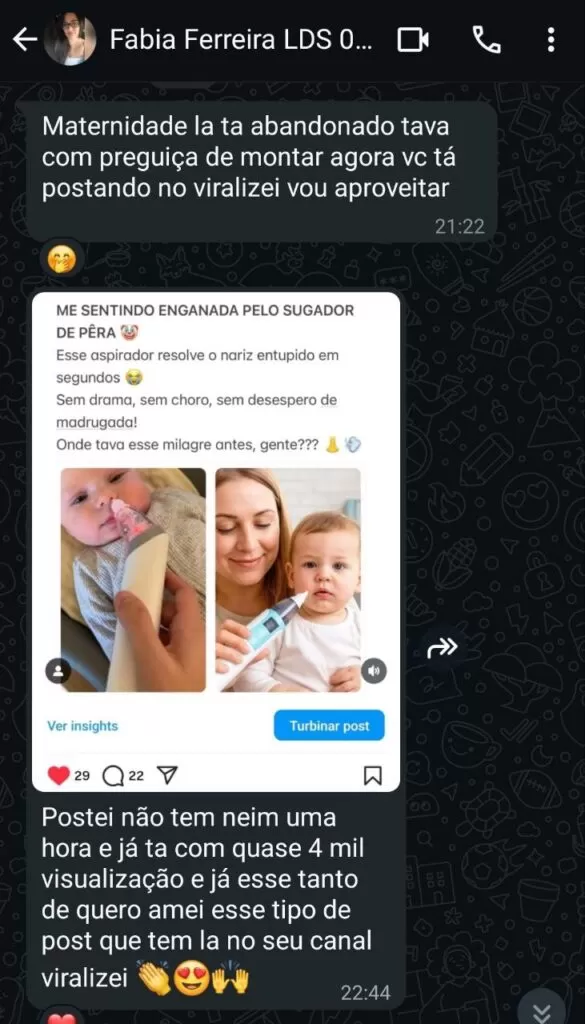 Resultado real de aluna